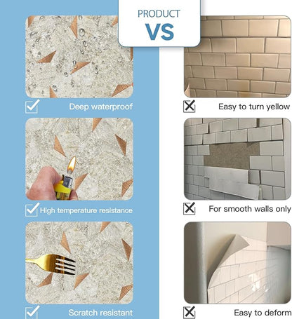 10 Sheets Sandstone Beige Hexagon Peel and Stick Backsplash for Kitchen Wall, Heat Resistant Stick on Backsplash PVC Smart Tiles, Waterproof Peel and Stick Wall Tiles for Bathroom