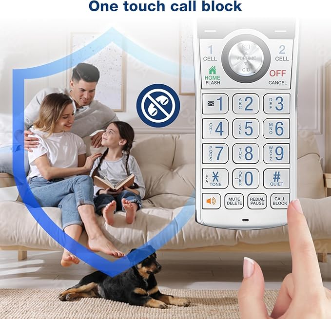 VTech IS8151-3 Super Long Range 3 Handset DECT 6.0 Cordless Phone for Home with Answering Machine, 2300 ft Range, Call Blocking, Bluetooth, Headset Jack, Power Backup, Intercom, Expandable to 12 HS