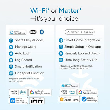 ULTRALOQ Bolt SE WiFi Smart Lock with Handle, Built-in Wi-Fi, Matter Over Thread, Works with Apple Home, Alexa, Google, Keyless Deadbolt with Fingerprint, App, Code, Remote Control, 18 Months Battery