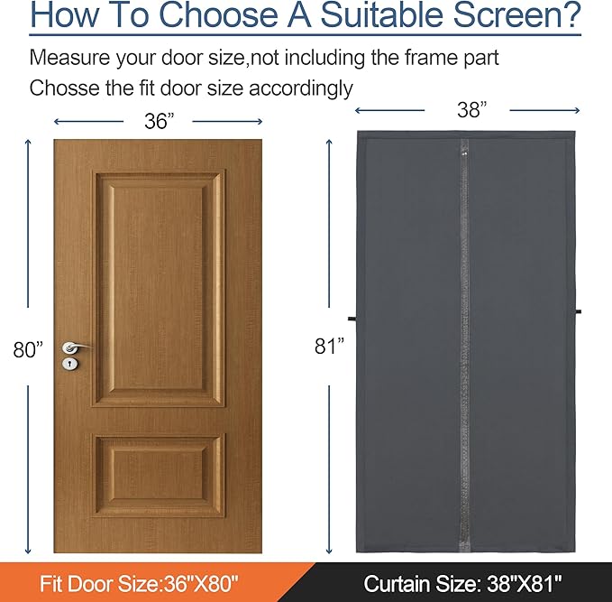 Magnetic Thermal Insulated Door Curtain,Thicker Layered Fabric&Full Strip Magnets,Temporary Doorway Cover Curtains, Self-Closing Privacy Magnetic Screen Door,Door Window Insulation kit for Winter
