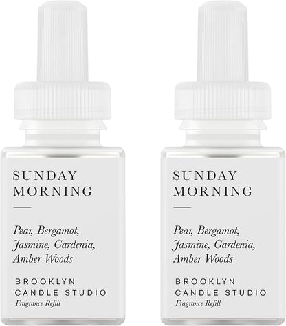 Pura & Brooklyn Candle Studio Home Scent Refill - Smart Home Air Diffuser - Up to 120-Hours of Luxury Fragrance per Refill - Home Essential - Clean & Safe Diffuser Fragrance - 2 Pack, Sunday Morning
