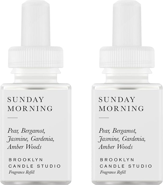 Pura & Brooklyn Candle Studio Home Scent Refill - Smart Home Air Diffuser - Up to 120-Hours of Luxury Fragrance per Refill - Home Essential - Clean & Safe Diffuser Fragrance - 2 Pack, Sunday Morning