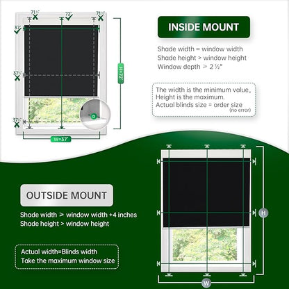Motorized Blinds with Remote, Blackout Cooling Automatic Shades with Solar Panel Cordless Smart Blinds for Windows, Custom Electric Blinds Horizontal Roller Shades,Black,45" W X 72" H