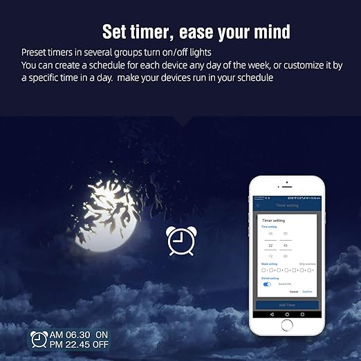Nineleaf Smart WiFi Light Switch Kit, Mini Smart Light Switch, Compatible with Alexa, Google Assistant and IFTTT, Tuya/Smart Life APP, No Hub Required, Ceiling LED Lamp,IP66 Waterproof,10A 1000W