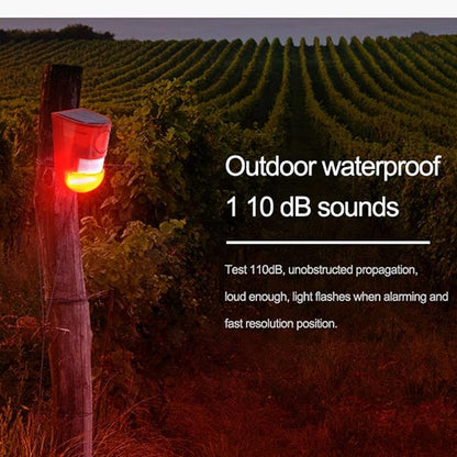 2 Pack Solar Sound and Light Alarm Motion Sensor, 129db Outdoor Security Siren Waterproof Activated Detector Driveway Alarm, 6 LEDs Flash Warning Strobe System, Security Light Alarm for Home, Farm