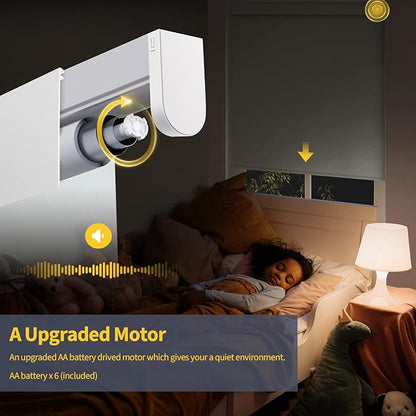 Motorized Blinds with Remote, Grasscloth Fabric Smart Blinds with Valance Cover, Cordless Automatic Roller Shades, Blackout Electric Blinds for Windows,Bright White 25" W x 72" H