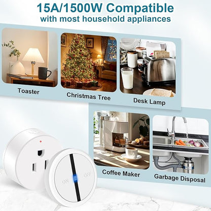 Greencycle Wireless Remote Control Outlet Plug with Switch,On Off Outlet Switch for Light,15A,Renmote Control for Indoor Lights,Lamps,Household,300ft Long Range,No Wiring,White,2SW+1Outlet