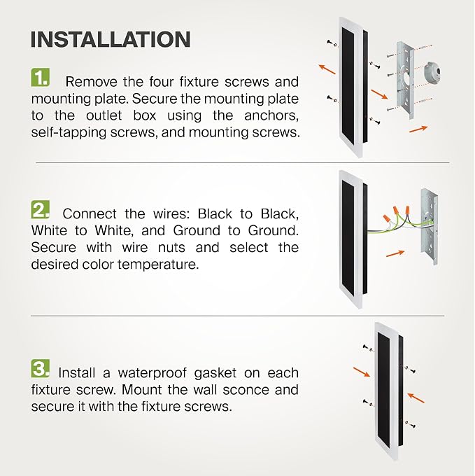 ASD LED 18" Long Wall Mount Light Fixture, Outdoor & Indoor Linear Sconce | 3CCT, Dimmable, Waterproof, Anti-Rust, ETL Listed | 18W 1570LM 3000-5000K 100-277V | Exterior Porch Lighting | Black