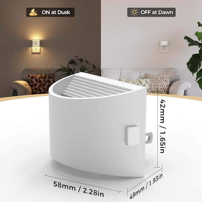 DORESshop Night Light, Night Lights Plug into Wall, Adjustable, 3000K | 3 Level Brightness Adjustable Night Light, Dusk to Dawn Sensor Nightlights for Adults, Bedroom, Bathroom, Hallway, 4 packs