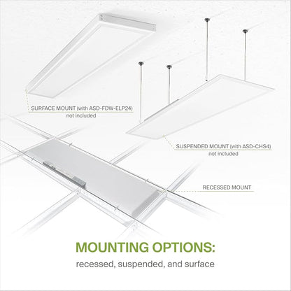 ASD 4 Pack 1x4 LED Flat Panel Light - 25/30/40W UL DLC | 5137LM 3500K 4000K 5000K Selectable Dimmable 1x4 LED Drop Ceiling Light Fixture | 1 x 4 Commercial Recessed Lay in Troffer Lights for Office