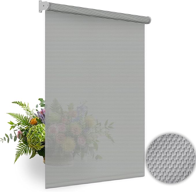 HILADUO Customized Solar Screen Roller Shade Blinds with Remote-Controlled Motorized Operation, 1%, 3% or 5% Openness Screen Fabric, Made in USA