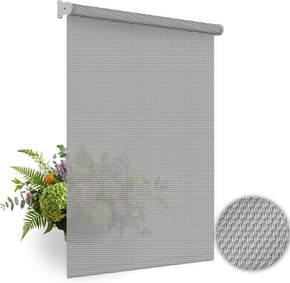 HILADUO Customized Solar Screen Roller Shade Blinds with Remote-Controlled Motorized Operation, 1%, 3% or 5% Openness Screen Fabric, Made in USA