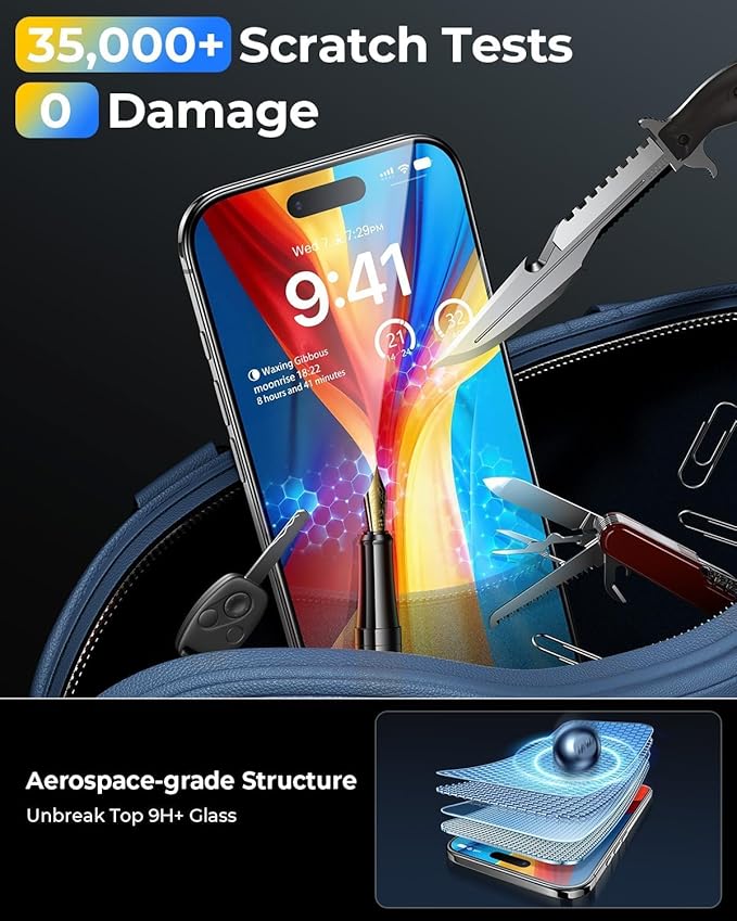 MRGLAS TOP 9H+ Glass 2+2 Packs for iPhone Air Screen Protector with Camera Lens Protector [Zero Bubble, Auto-Dust Removal] [10X Military Protection] iPhone Air 6.5" Tempered Glass Full Edge Coverage