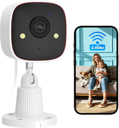 1080P Indoor Security Camera, 2.4GHz WiFi Home Camera for Baby, Pet & Elderly Monitoring, Night Vision, 2-Way Audio, Human Motion Detection, 24/7 Recording