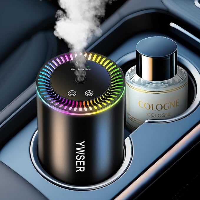 Smart Car Air Freshener Diffuser with Starry Sky Projector, Forest Scent Car Scent with 50ml Essential Oil, Auto On/Off Intelligent, 3 Modes Adjustable, Nano Mist Technology Aroma Diffuser, Cologne