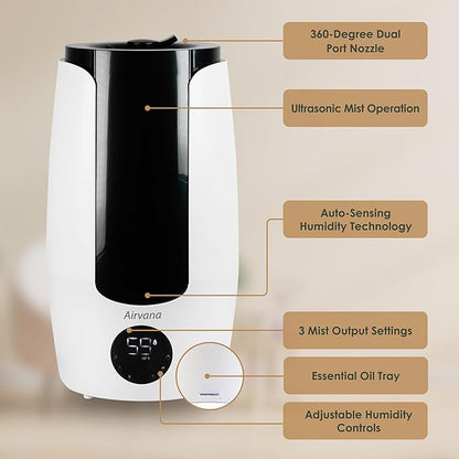 2.25 Gallon (8.5 Liter) Top Fill Digital Humidifier with LED Display Screen, Sleep Mode, and Coverage up to 757 Square Feet, AV200HUM Sage