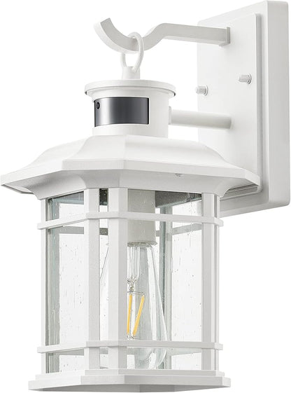 VIANIS Outdoor Motion Lights for House, 2-Pack Dusk to Dawn Outdoor Lanterns for Front Porch Waterproof, Anti-Rust Aluminum Exterior Wall Sconce with Tempered Water Glass for Garage Entrance Entryway