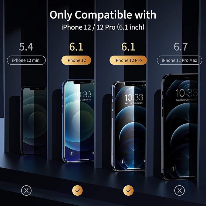 UNBREAKcable Privacy Screen Protector for iPhone 12/ iPhone 12 Pro, Shatterproof Tempered Glass [True 28°Anti Spy] [9H Hardness] [Easy Installation Frame] Black Protector for iPhone 6.1" - 2 Pack