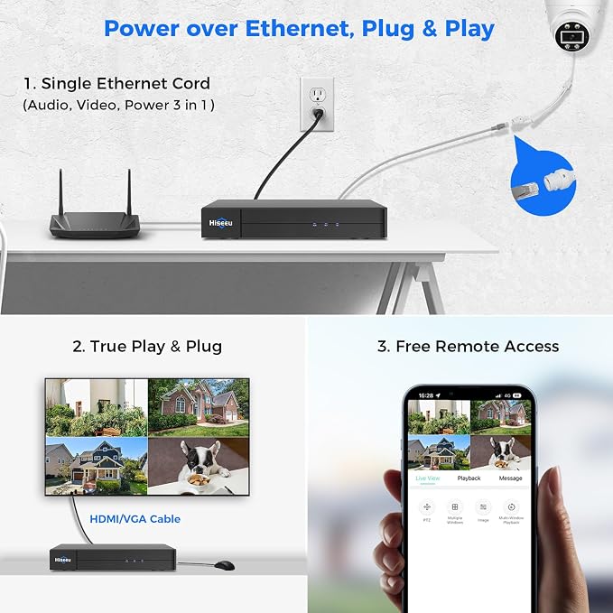 Hiseeu 4K PoE Security Camera System, 8 Pcs 5MP IP Camera