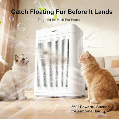 Air Purifier for Home Large Room Bedroom Up to 3000 Sq Ft with Washable Filters, H13 Hepa Double-Sided Air Filter Purifier PM 2.5 Sensor, Air Cleaner for Dust, Pets, Smoke, Pollon 22dB (White)