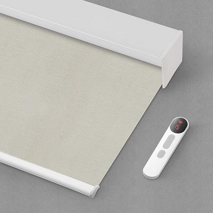 Bringnox Motorized Blinds with Remote,100% Blackout Smart Roller Blinds Compatible with Apple Homekit Google Home and Alexa Via HUB,and Customized (Crimp Platinum-22)