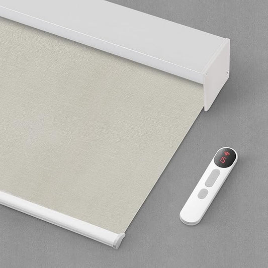 Bringnox Motorized Blinds with Remote,100% Blackout Smart Roller Blinds Compatible with Apple Homekit Google Home and Alexa Via HUB,and Customized (Crimp Platinum-22)