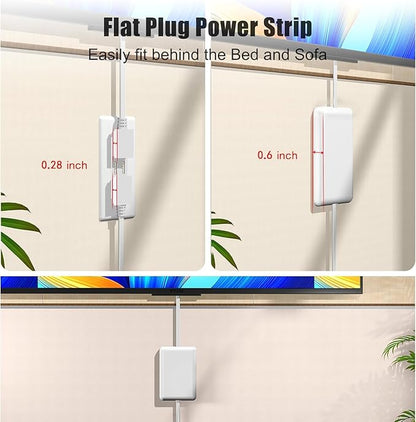 CABOCASA Dual 6FT Ultra-Thin Outlet Concealer, Universal Size Outlet Cover 6FT Twin Extension Cord with 3 Outlets Each Side, Ideal for Home Appliances on Opposite Sides