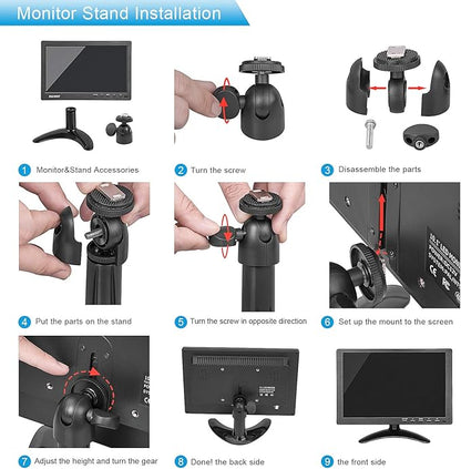 Haiway 10.1 inch Security Monitor, 1366x768 Resolution Small HDMI Monitor Small Computer Monitors with Remote Control with Built-in Dual Speakers HDMI VGA BNC USB Input for Gaming CCTV Raspberry Pi PC