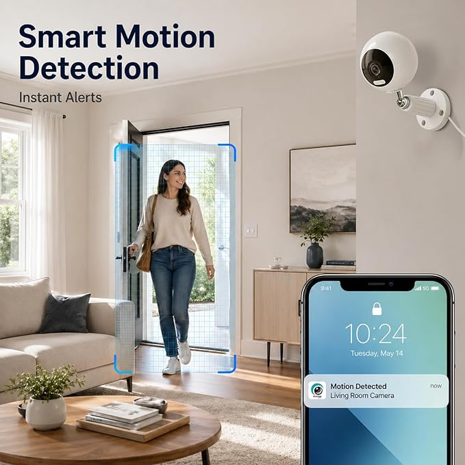 Cameras for Home Security Indoor, 3MP Indoor Security Camera, Motion Detection, Color Night Vision, 5G/2.4G WiFi, 2-Way Audio, Plug-in, SD/Cloud Storage, Baby Monitor, Pet Camera (2 Pack)