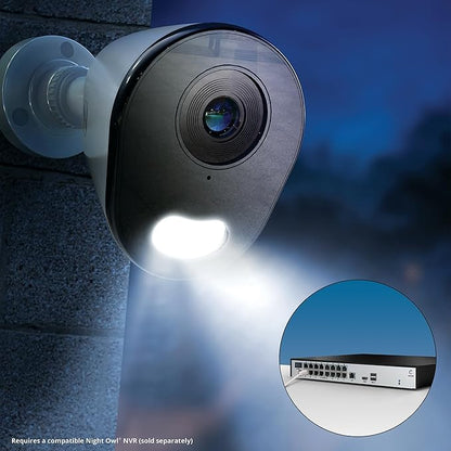 Night Owl Add On Wired IP 4K HD Indoor/Outdoor Deterrence Camera with 2-Way Audio (1-Pack) - Camera Cable Not Included (Requires Compatible NVR - Sold Separately)