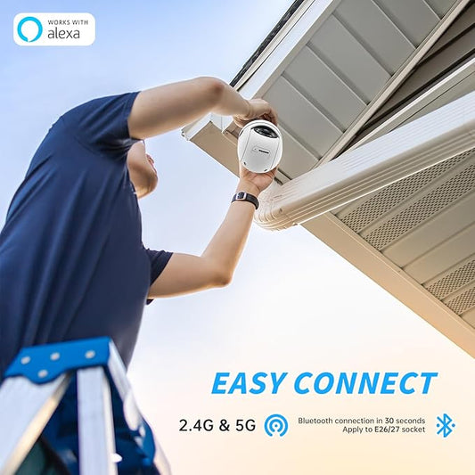 Light Bulb Security Cameras,5MP & 360° PTZ Light Bulb Camera Outdoor, 5G&2.4G Light Bulbs Camera,AI Motion Detection,Color Night Vision,2-Way Talk,Cloud/TF Storage,Compatible with Alexa