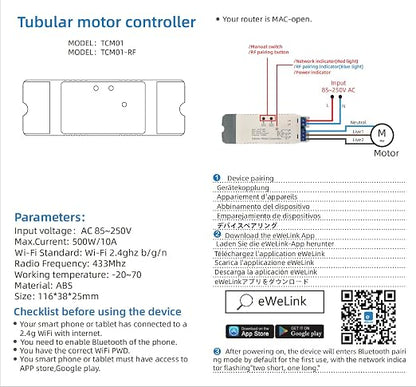 Smart WiFi Relay Switch 10A|Forward/Reverse Motor Controller|Compatible with Alexa & eWeLink|for Linear Actuator, Electric Curtain, Garage Door AC85-250V|Compatible with Alexa