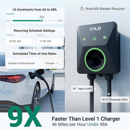 Level 2 EV Charger, 48Amp/11.5KW/240V, UL 2594, ETL & Energy Star