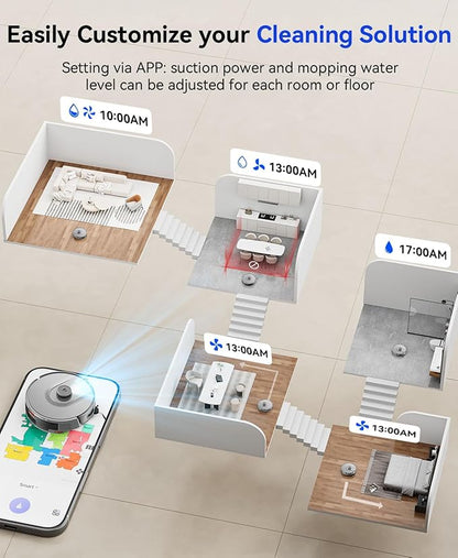 Robot Vacuum Cleaner 20,000Pa Robot Vacuum and Mop,90 Day Self Emptying Vacuum Robot,Lidar Navigation,5G/2.4GWiFi APP Aspirateur Robot,Self-Charging Robot Vacuums for Pet,Floor,Carpet R11Gray