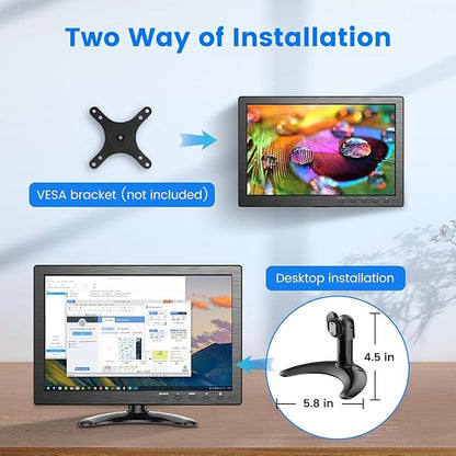 Eyoyo 10.1 inch Security Monitor 1366x768 Resolution, Small HDMI Monitor Supporting HDMI VGA AV BNC USB Input, Small Screen with Built-in Speakers for PC CCTV Camera NVR(EM101AD)