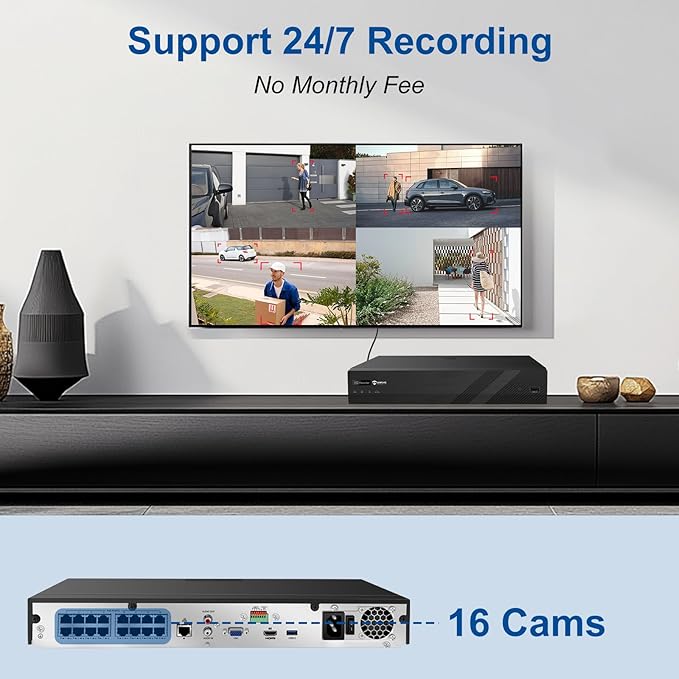 Anpviz 12MP 16 Channel POE NVR IP Security Video Audio Recorder Pre-Installed 4TB HDD, Only Plug & Play with Anpviz Cameras, Support 12MP/8MP/6MP/5MP/4MP/3MP IP PoE Camera for Business, NDAA