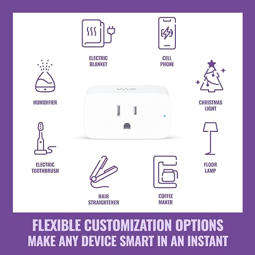WiZ Smart Plug- Sunset to Sunrise Automation + Motion Detection + Control with Voice or App, Compatible with Alexa, Google Home, and HomeKit - WiFi Wall Outlet - 3 Pack