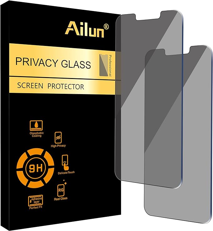 Ailun Privacy Screen Protector for iPhone 14 Plus/iPhone 13 Pro Max [6.7 Inch Display] 2 Pack Anti Spy Private Tempered Glass[2 Pack]