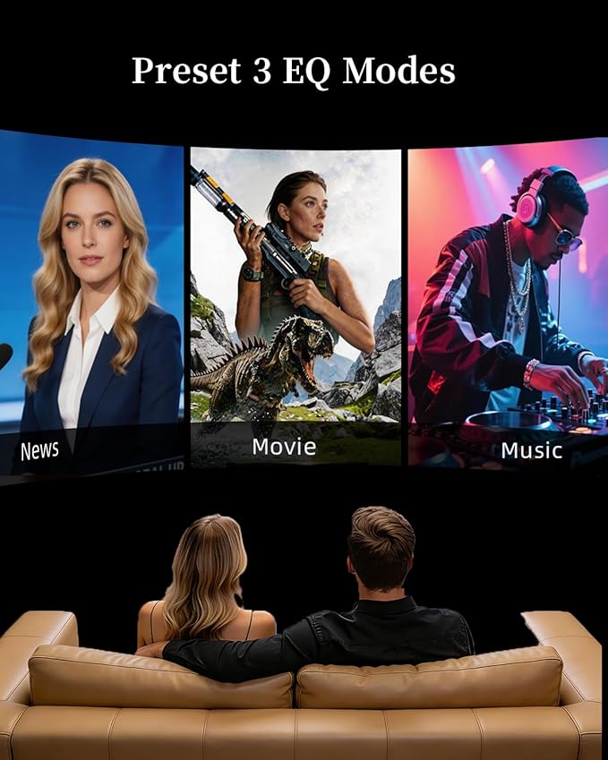 Sound Bar for Smart TV, Sound Bar, Bluetooth Sound bar, with Optical/AUX/HD ARC, Surround Sound Speakers, Surround Sound System for TV/PC/Gaming/Projectors, Wall Mountable PC Soundbar