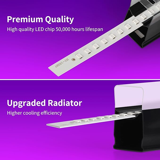 YQNLIFA Black Light Bar, 15W 1FT Magnetic LED Black Lights with 5FT Cord, Portable Blacklights for Glow Party, Fluorescent Poster, Halloween Decorations, Body Paint, Room, Stage Lighting, 4 Pack