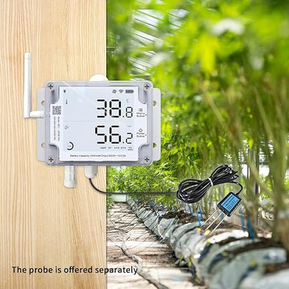 GS1-AETH1RS Ethernet & WiFi Temp/Humidity/Illumination Sensor, Data Logger, External Probe, Scheduled Reports, Multiple Alert, Support Local Deployment (2.4GHz WiFi & Ethernet, No Hub Required)
