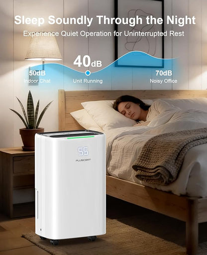 PLUSCENT 5000 Sq.Ft Dehumidifiers for Home, 52 Pints Compressor Dehumidifier for Basement with Drain Hose, Smart Humidity Control, Auto Defrost, Auto Restart, 24H Timer, for Bedroom, Large Rooms