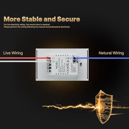 MOES SF WiFi Dimmer Switch, Neutral Wire Required, Anti-Glare Panel Grey | Full-Screen Touch, Vibration Feedback, Air Gesture Control,2.4GHz WiFi Work with Smart Life/Tuya, Alexa and Google Home