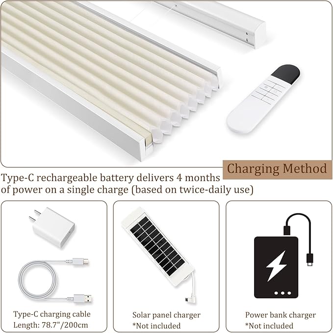 LEXEN Smart Top Down Bottom Up Honeycomb Shades - WiFi Enabled Motorized Cellular Blinds Compatible with Alexa/Google Home Double Cellular Fabric Light Filtering Insulated Custom Sizes-White