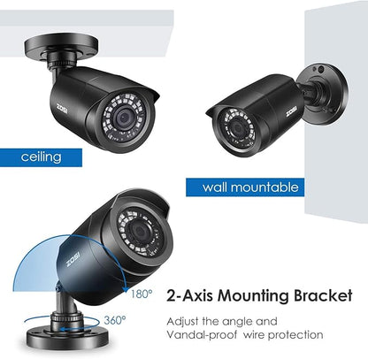 ZOSI 1080P 4 Pack HD TVI Security Cameras, 80ft Night Vision, Outdoor Indoor Weatherproof Bullet Camera for 1080P/5MP/4K HD TVI Analog CCTV DVR System (Renewed)
