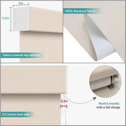 Changshade Smart Roller Shade with Remote Control Blackout Automatic Window Shades for Home Custom Size Motorized Blinds for Windows Compatible with Alexa,Google Home,Apple Homekit, Beige