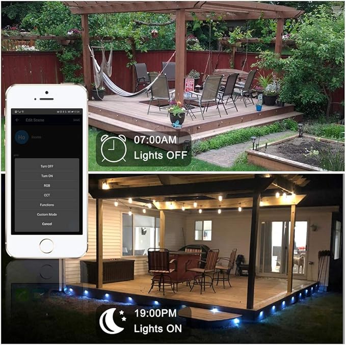 Low Voltage RGB Step Lights Kit, 20-Pack 1.38inch Half Moon Smart WiFi Deck Lights Outdoor, DC12V, IP65 Waterproof, Landscape Railing LED Light for Yard, Stair, Porch, Railing Decor, Black