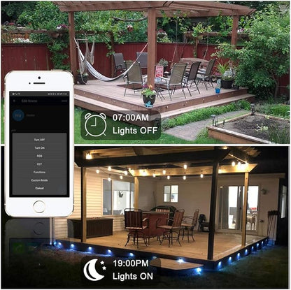 Low Voltage RGB Step Lights Kit, 20-Pack 1.38inch Half Moon Smart WiFi Deck Lights Outdoor, DC12V, IP65 Waterproof, Landscape Railing LED Light for Yard, Stair, Porch, Railing Decor, Black