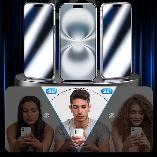 2 Pack Privacy Screen Protector for iPhone 16 Plus Mirrored Tempered Glass Film for iPhone 16Plus 6.7inch Anti Spy Mirror Effect with Easy Installation Alignment Frame (Silver)