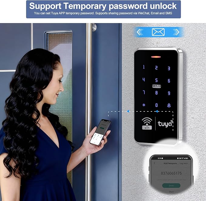 Access Control System Kit, IP68 Waterproof RFID Keyboard, 150/330lbs Electric Bolt Lock, 10 Keyfobs (Silver)